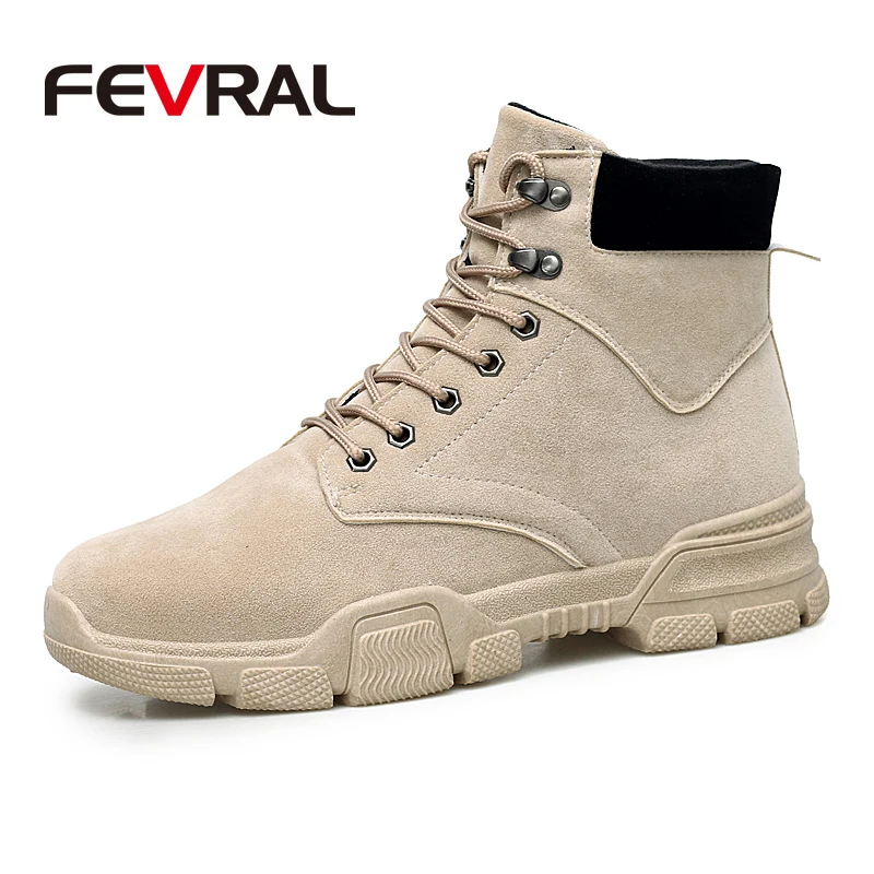 

FEVRAL 2019 Hot Men Boots Fashion Cow Suede Winter Ankle Boots Autumn New High Top Breathable Outdoor Casual Boots Size 39~45