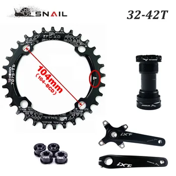 

SNAIL 104BCD Chainring Narrow Wide Cycling MTB Crankset Mountain Bike 170mm Crank set Round Oval Road Bicycle Chain Ring 32-42T