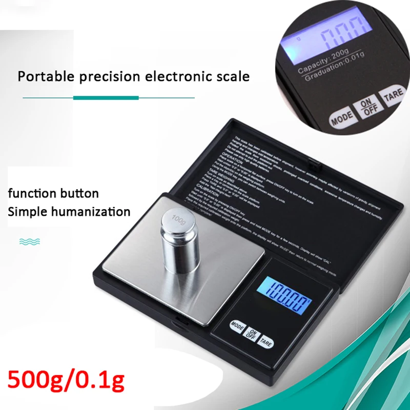 

100/200/300/500/1000g 0.01/0.1g LCD Portable Mini Electronic Digital Scales Pocket Case Postal Kitchen Weight Balance Scale