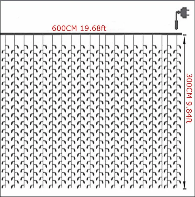 6 м* 3 м светодиодный наружная сказочная струна свет Рождество Свадьба Праздник сад 600 светодиодные занавески украшения ЕС США AU Великобритания