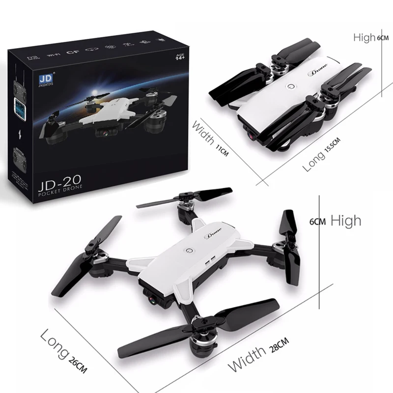 Складной карманный Дрон для селфи с WI-FI FPV Камера дрона с дистанционным управлением 6-Axis JD20 RC вертолет JDRC мини-Дрон Квадрокоптер с Камера Jd 20