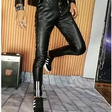 Осень-зима, тонкие, подчеркивающие индивидуальность, модные, indproof, мотоциклетные, кожаные штаны, мужские, ноги, штаны, ПУ, брюки для мужчин, pantalon homme