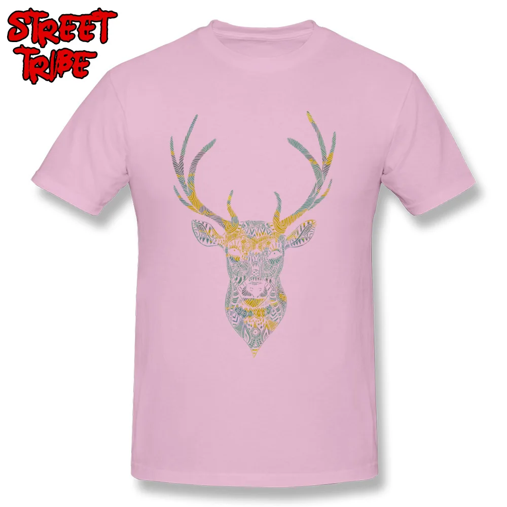 Deer Elusive Tops & Tees Funky Round Collar 3D Printed Short Sleeve Pure Cotton Student T-shirts Simple Style Tshirts Deer Elusive pink