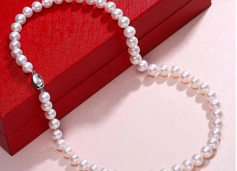 Комплекты 9-10 мм Южное море круглый белый жемчуг necklace1" 925 s