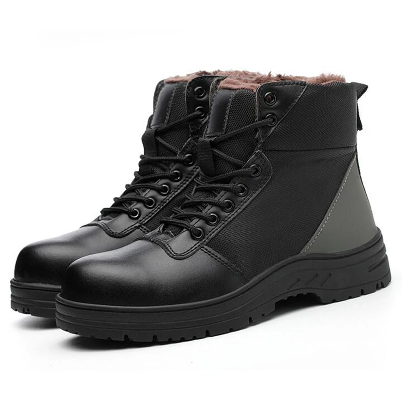 mens handsome casual steel toe caps work safety winter warm cotton ...