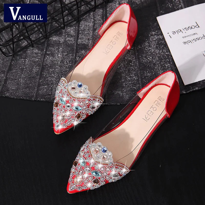 

Vangull New Fashion 2019 Flats Shoes Women Ballet Princess Shoes Casual Crystal Boat Shoes Rhinestone Women Shiny Party Footwea
