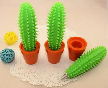 

By DHL 100pcs/lot Spike Pen Cactus Pen / Funny Cactus Ballpoint Pen with Plant Pot
