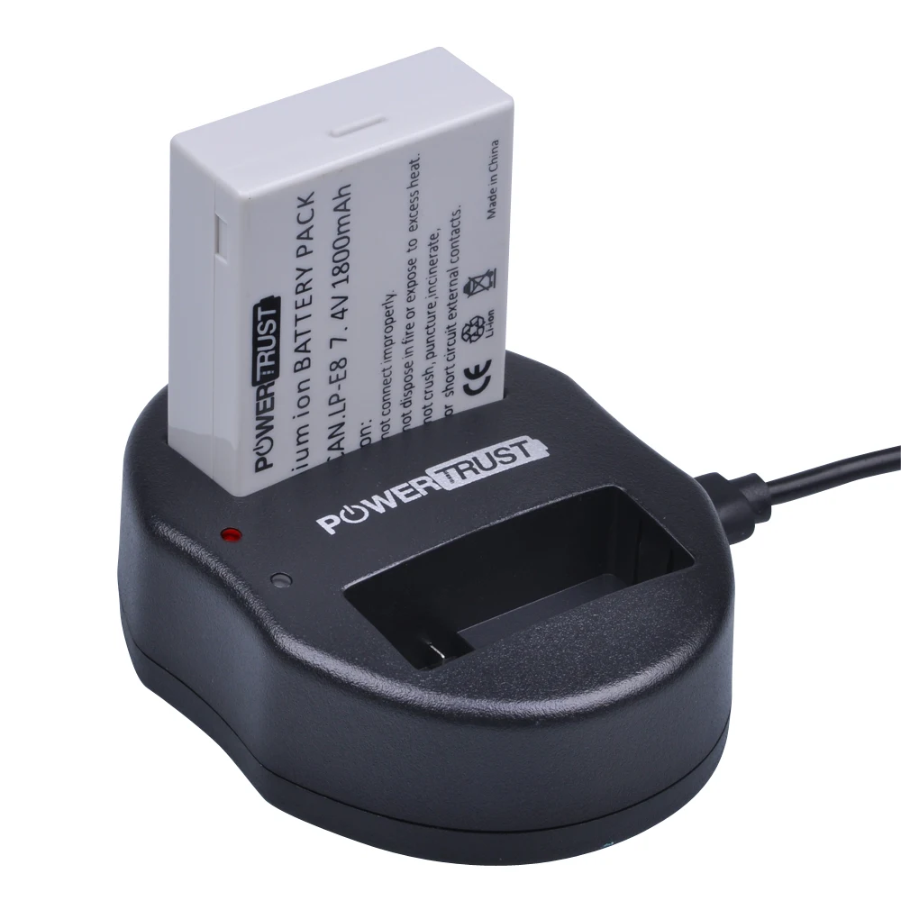 PowerTrust 1 шт. 1800 мАч LP-E8 LPE8 LP E8 Батарея + Dual USB Зарядное устройство для Canon EOS 550D 600D 650D 700D Rebel T2i T3i T4i T5i