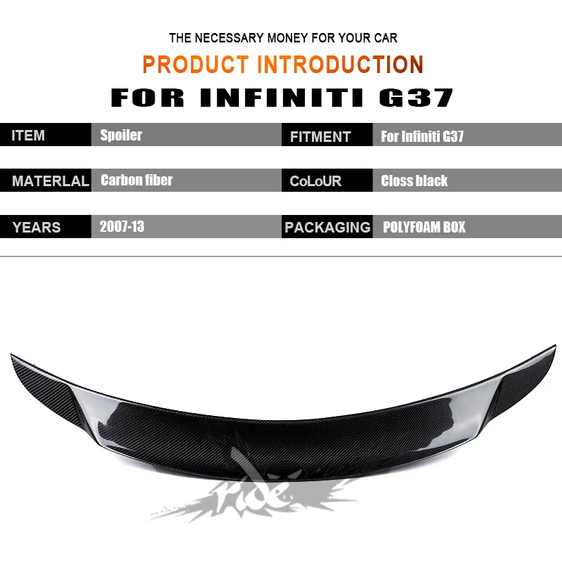 Для Infiniti G37 2-дверный СЕДАН задний спойлер заднего крыла с украшением в виде губ для G37 Высокое качество углеродного волокна задний багажник спойлер крыло 2007-13