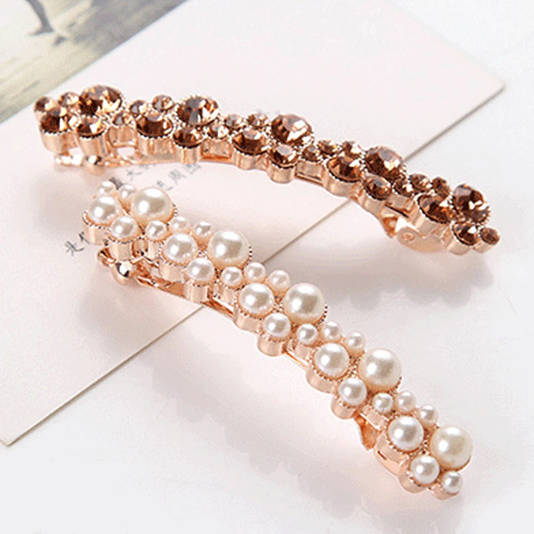 Crystal Rhinestone Pearl White Diamond Hairpins Bangs Hair Clips