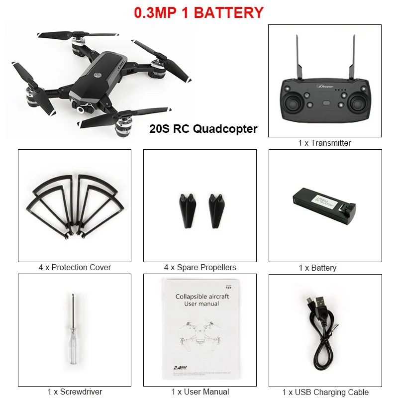 JDRC JD-20S JD20S/JD-20S PRO WiFi FPV складной Дрон 5PM PRO 2MP 0,3 PM 1080P HD камера RC Квадрокоптер RTF гоночный Дрон VS JD20 - Цвет: 0.3PM 1 battery