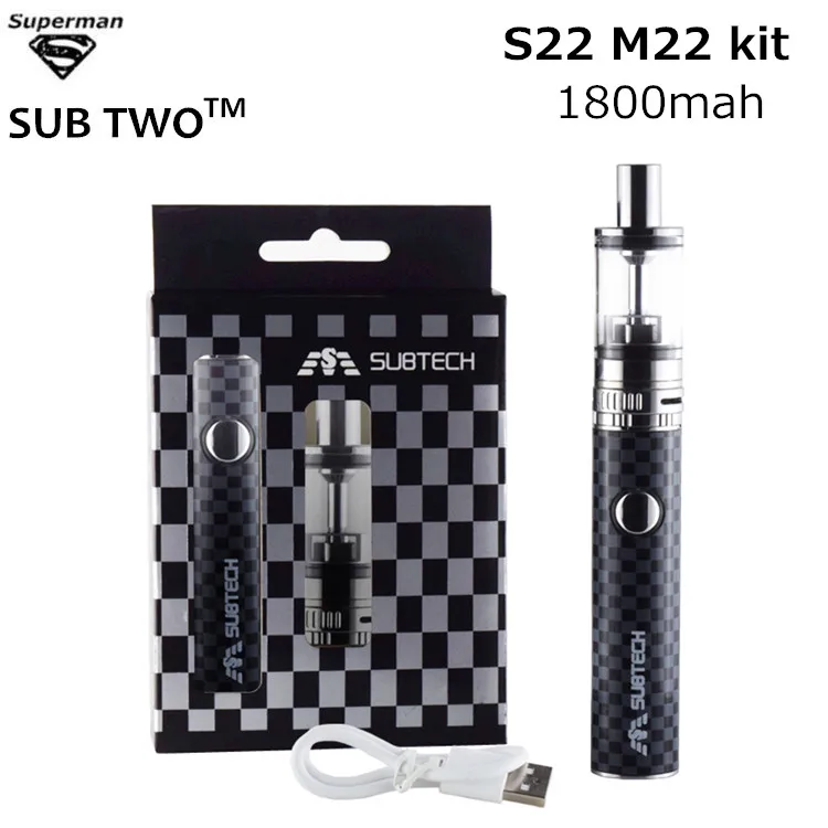 

SUB TWO Newest S22 M22 vape kit airflow control VOCC 0.5ohm atomizer Ceramic Coil 1800mah battery vaporizer electronic cigarette