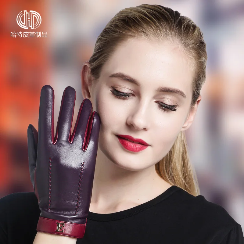 Женские зимние перчатки из натуральной кожи с бархатной подкладкой|sheepskin gloves|genuine