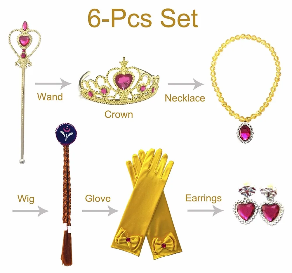 Princess Elsa Anna Costume Accessories Gold Princess Braid Crown Wig Magic Wand Glove for Frozen Birthday Girl Party Supplies Princess Elsa Anna Costume Accessories Gold Princess Braid Crown Wig Magic Wand Glove for Frozen Birthday Girl Party Supplies