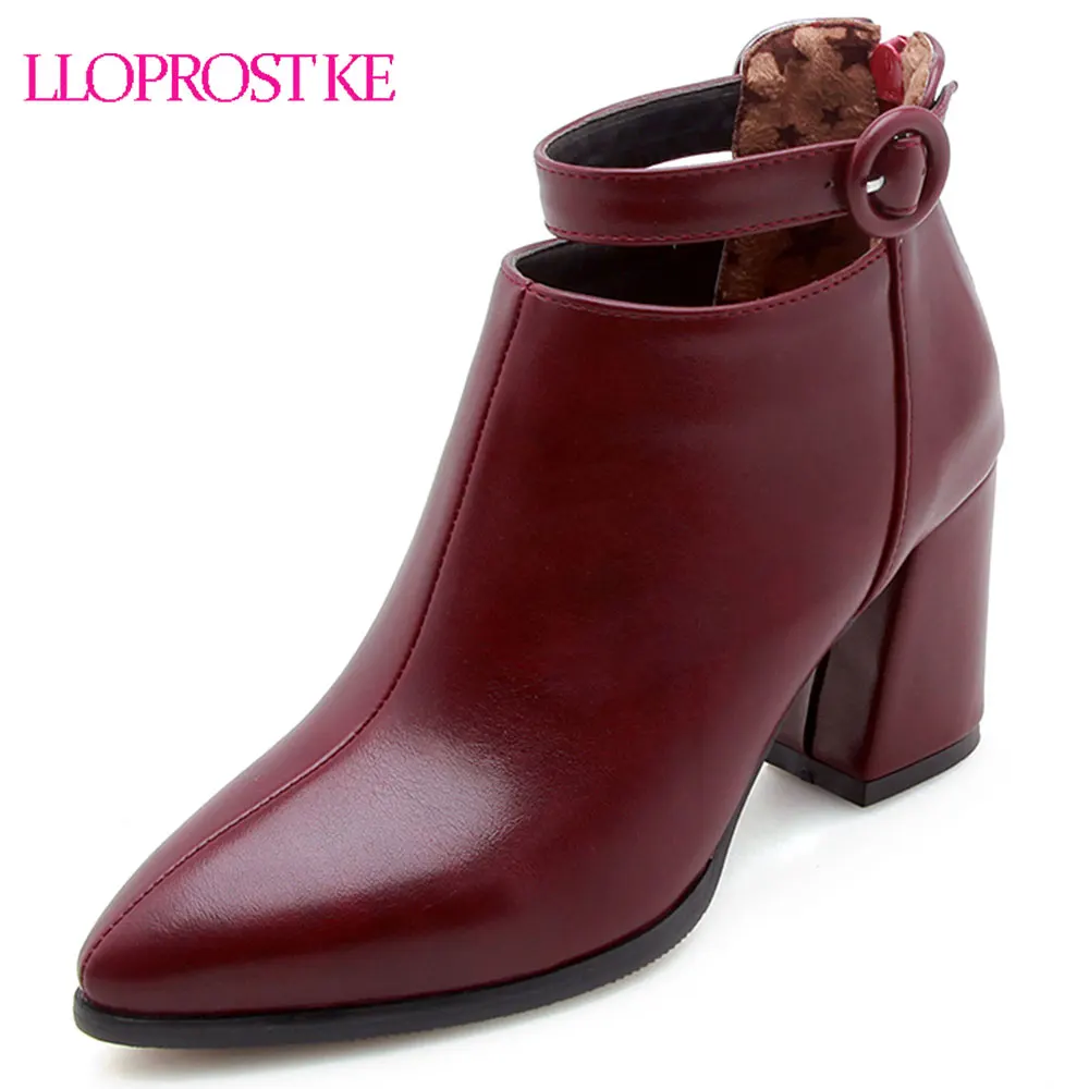 

Lloprost ke Pu Leather Women Shoes Platform Zipper Pointed Toe Winter Ankle Boots Women Motocycle Boots Shoes Size 32-47 D34