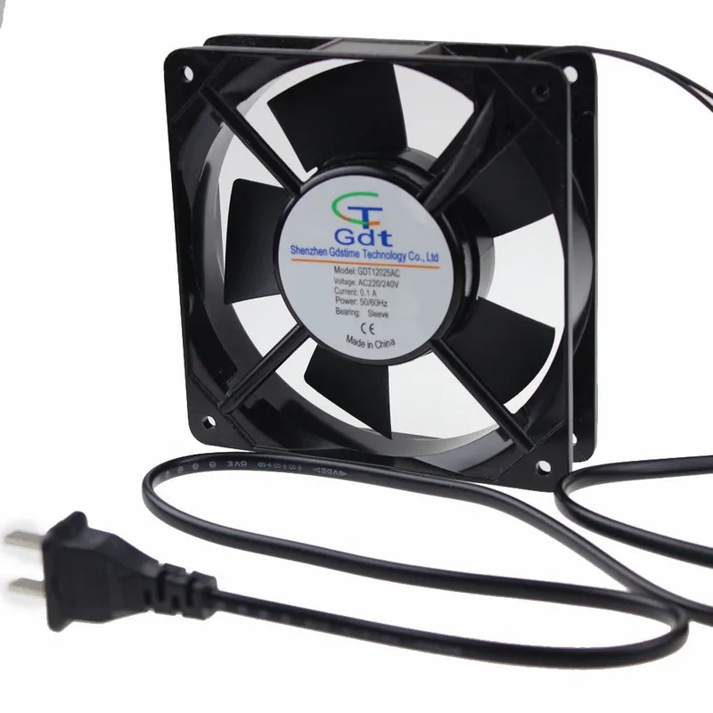 

2 Pieces/lot Compuuter 120x120x25mm 120mm 220V 240v 2pin AC Cooling Fan with Plug