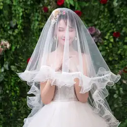 Новая свадебная фата простой Универсальный морщин пряжа кружева один слой невесты вуаль на голову женский головной Убор