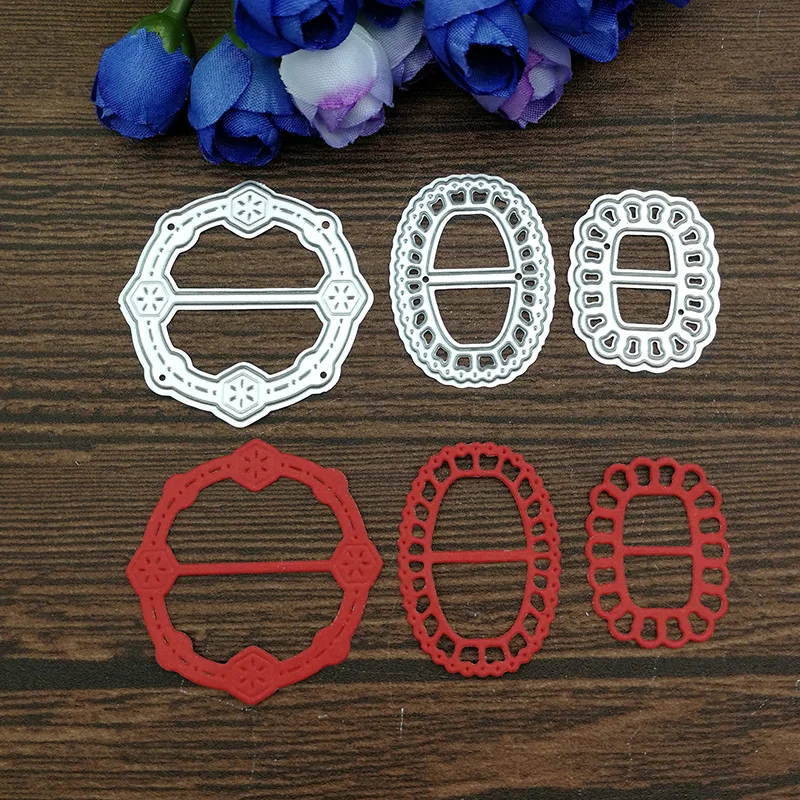

Metal Cutting Dies 3pcs Ribbon clasp buckle for DIY Scrapbooking Photo Album Embossing Paper Cards Decorative Craft