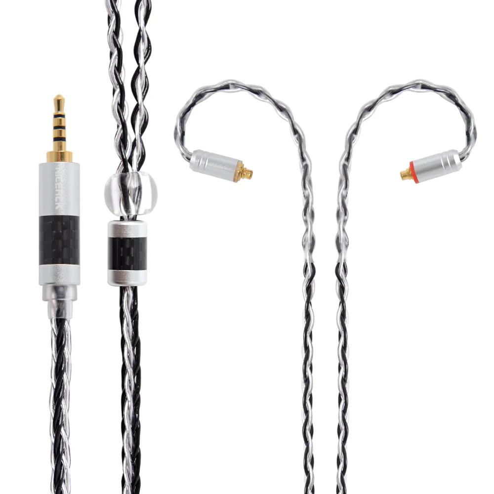 2.5mm plug with MMCX NICEHCK 8 Core с серебряным покрытием обновления кабель Тип C/Тип-C/3,5/2,5/4,4 мм MMCX/2Pin для KZZSN/ZS10/ZS7 TRNV90 CCAC10 NICEHCK NX7 - Цвет: 2.5mm plug with MMCX
