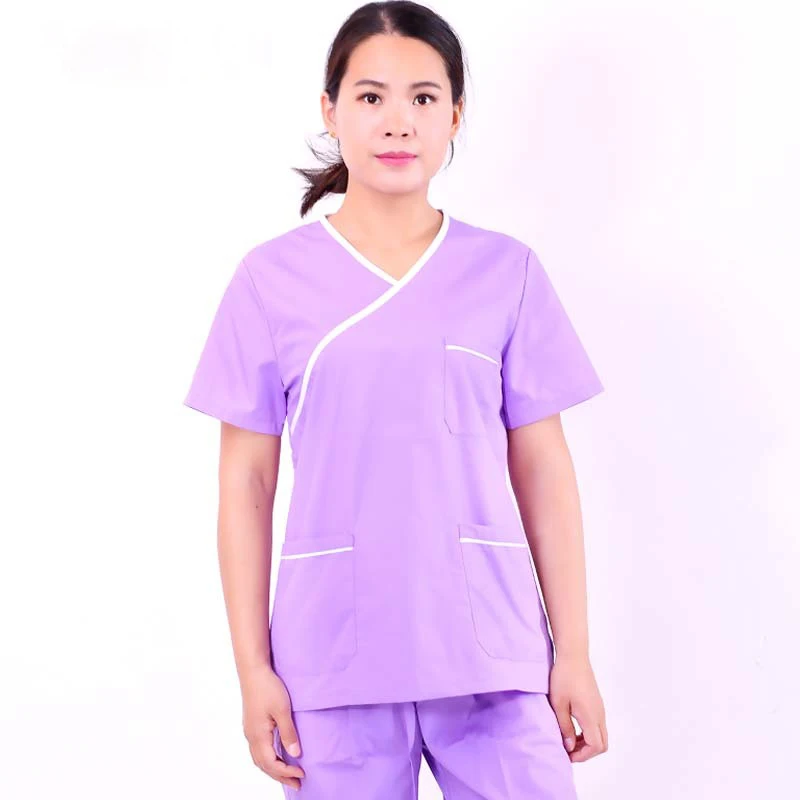 Short Sleeve Medical Suit Scrub Suits Dental Beautician Oral Pet Operating Room Surgical Gown Top+ Pant Female Uniform Summer