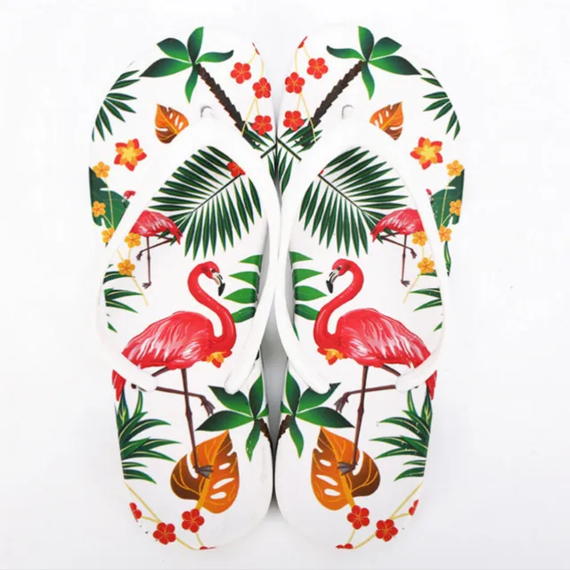 Women Beach Flip Flops Flamingos Floral 2018 Summer Fashion Slippers Ladies Comfy Shoes Woman Home Flat Sandals