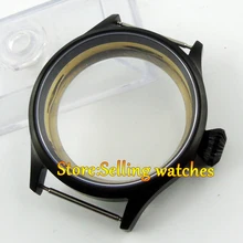 43 мм черные PVD стальные часы Parnis крышка из сапфирового стекла подходит 6498 6497 съесть движение