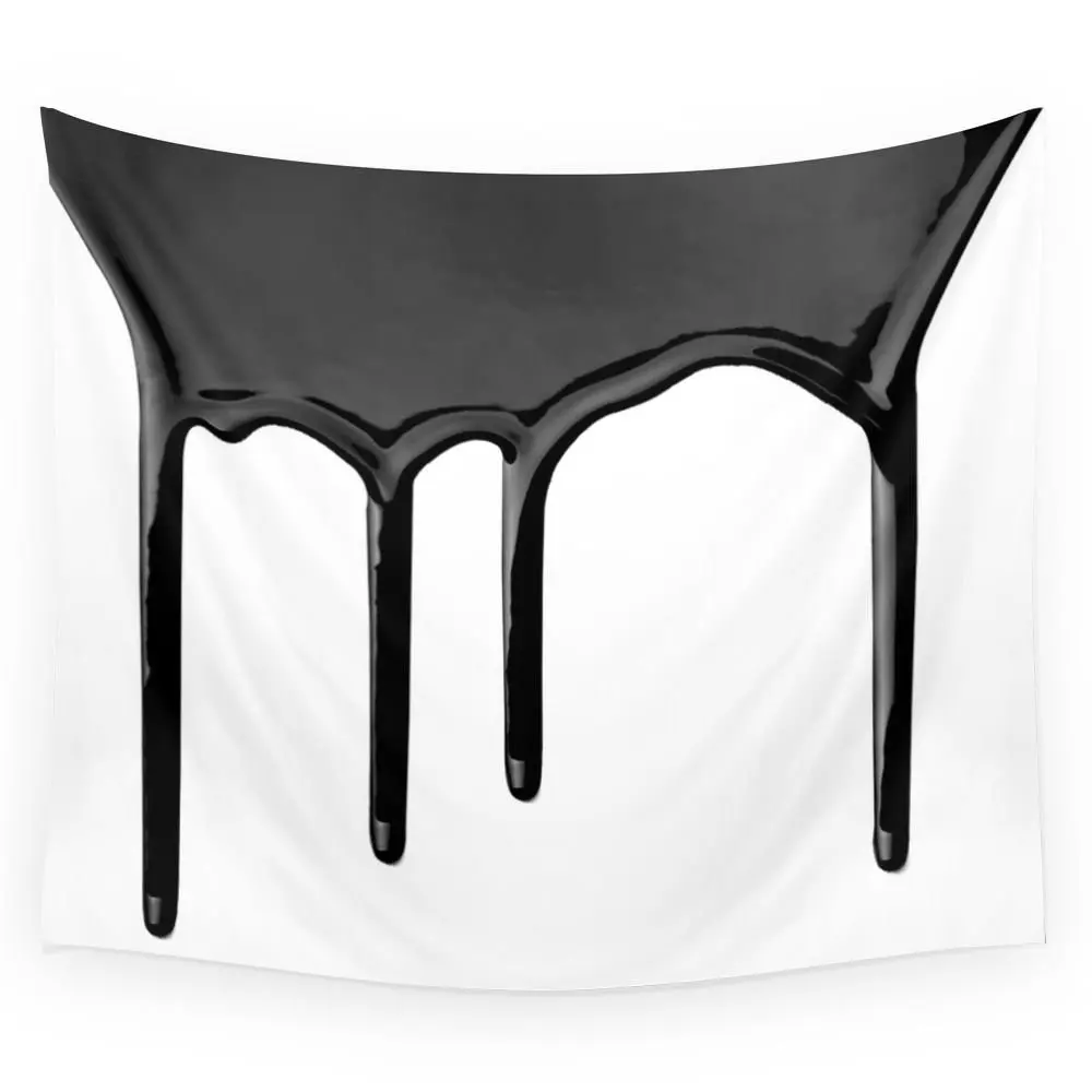 Black Paint Drip Wall Tapestry Polyester Home Living Decor ...
