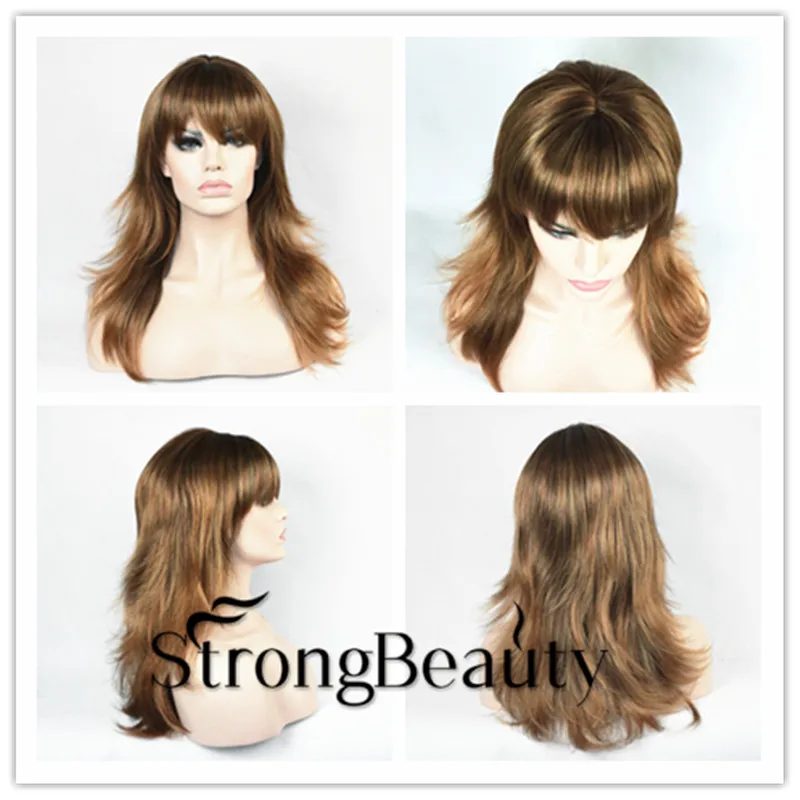 

New Synthetic Natural Fashion Blonde Black Brown Long Wavy Wigs Hair Style
