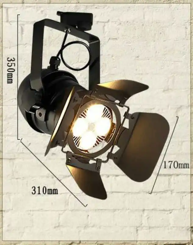 Caixa de Metal Acabamento em Tinta Elétrico com E27 Lâmpada para 4 Industrial Pista Dispositivo Par30 Fios 3 Fase Bar Preta 30 w Luz 5 com E27 PAR30 Lâmpada para 4 Fios
