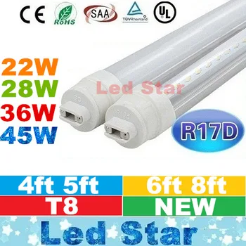 

UL r17d 4ft 5ft 6ft 8ft Led Tubes Light 8 foot T8 45W Led Cooler Door Light Tubes 110LM/W 210 Angle AC 85-265V