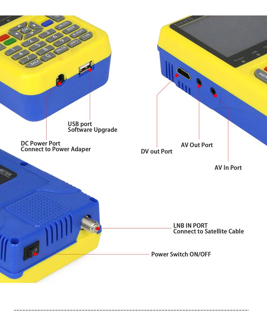 DMYCO HD Finder цифровой ТВ SatFinder DVB-S2 FTA спутниковый Finder метр с ЖК-экраном дисплей HD MPEG4 DVB-S/S2 Satelite Finder