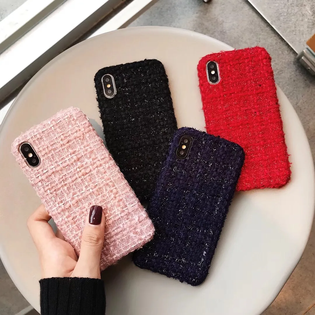

Hot New luxury solid color phone case for iPhone X 7 8plus 6 6splus 10 fashion plush autumn winter phone back shell cases Fundas