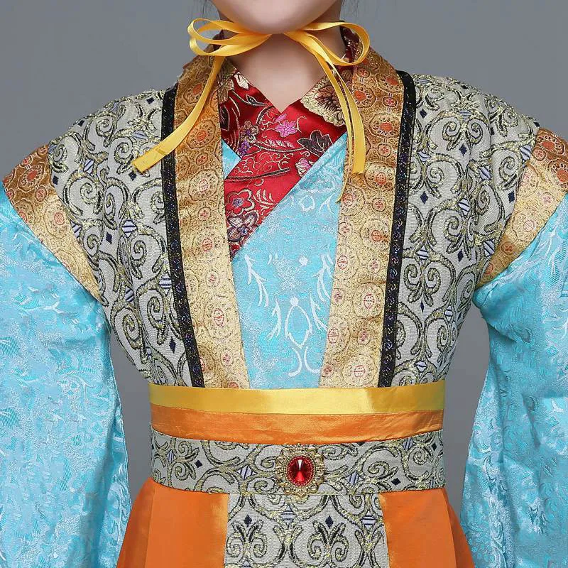 Детский костюм династии Тан мужской китайский Hanfu одежда для сцены для мальчиков и девочек, костюм императора для косплея одежда принца для выступлений