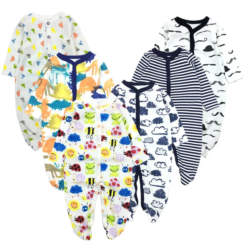 6 шт./лот; детские комбинезоны для новорожденных; одежда для маленьких девочек и мальчиков; хлопок; детские пижамы с длинными рукавами; комплекты для малышей с мультяшным принтом - Цвет: cp02-07