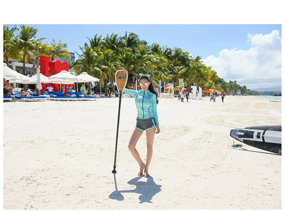 Female Sports Swimwear Solid Bathing Suit Long Sleeve Surfing Clothes Beach Three Pieces Hot Sale Patchwork