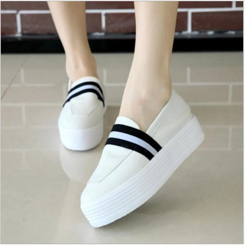

2016 Ladies Canvas Shoes Platform shoes Flats Slip On Solid Woman Leisure breathable Shoe Fashion Casual female student shoes