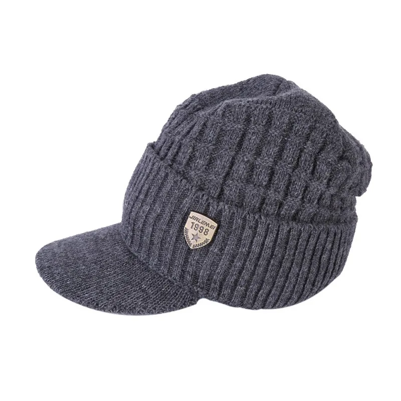 

Winter Knitted Hat Thick Fluffy Thermal Men Women Windproof Flexible Beanie Peaked Outdoor Camping Cap
