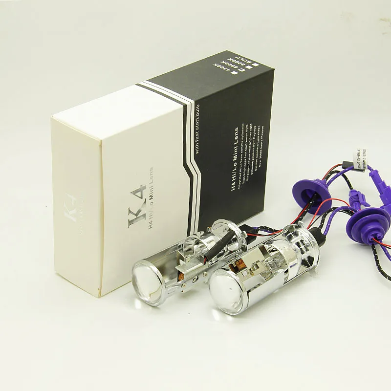 AC 12V 55W high lumen output H4 hid lamp high low beam bi xenon mini H4 projector lens afbeelding