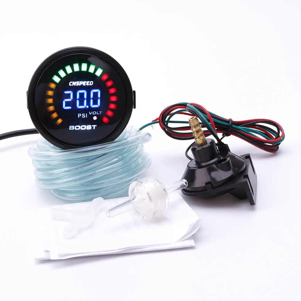 

CNSPEED 2" 52mm Black Digital -15-45 psi Turbo Boost Gauge Car Meter With Sensor Auto Turbo Boost Gauge XS101270