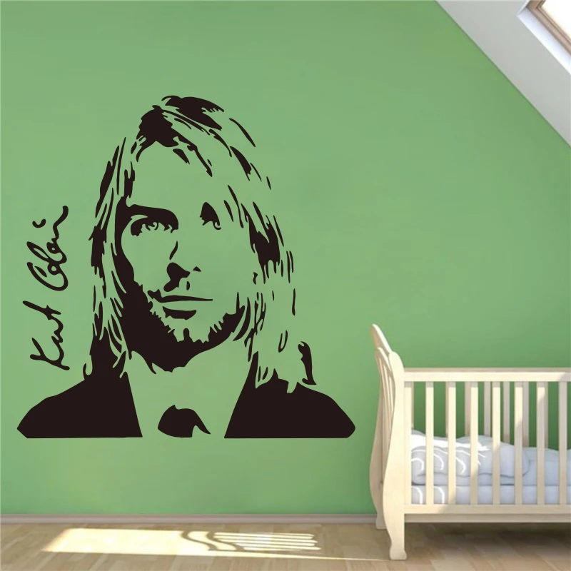 

Kurt Cobain Wall Decal Grunge Nirvana Vinyl Sticker Rock Star Singer Music Studio Decal Rock Wall Art Design Housewares