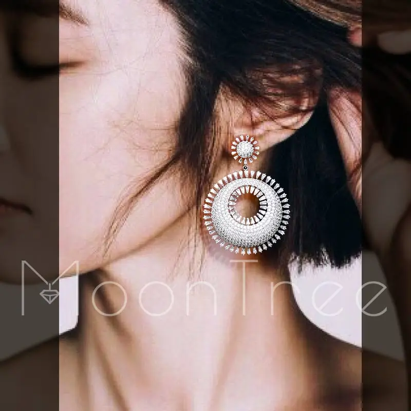 

MoonTree Luxury Sunflower Round Super AAA Cubic Zirconia Zirconia Women Engagement Wedding Earring Fashion Jewelry