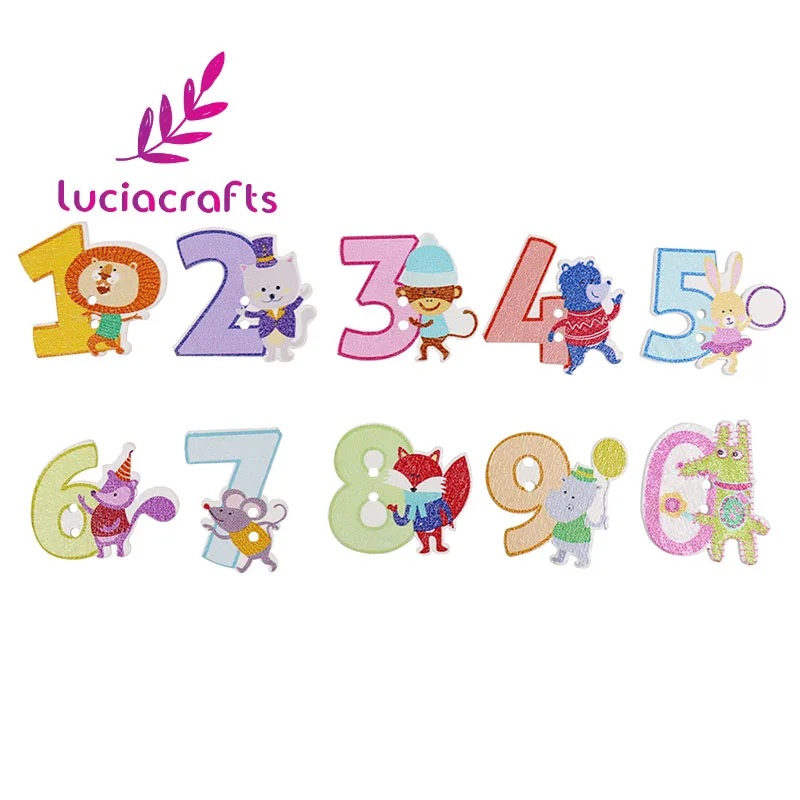 Lucia crafts 10 шт/50 шт 2,7-3 см 2 отверстия мультфильм Животные цифры пуговицы из натурального дерева пошив одежды «сделай сам» Аксессуары E0207