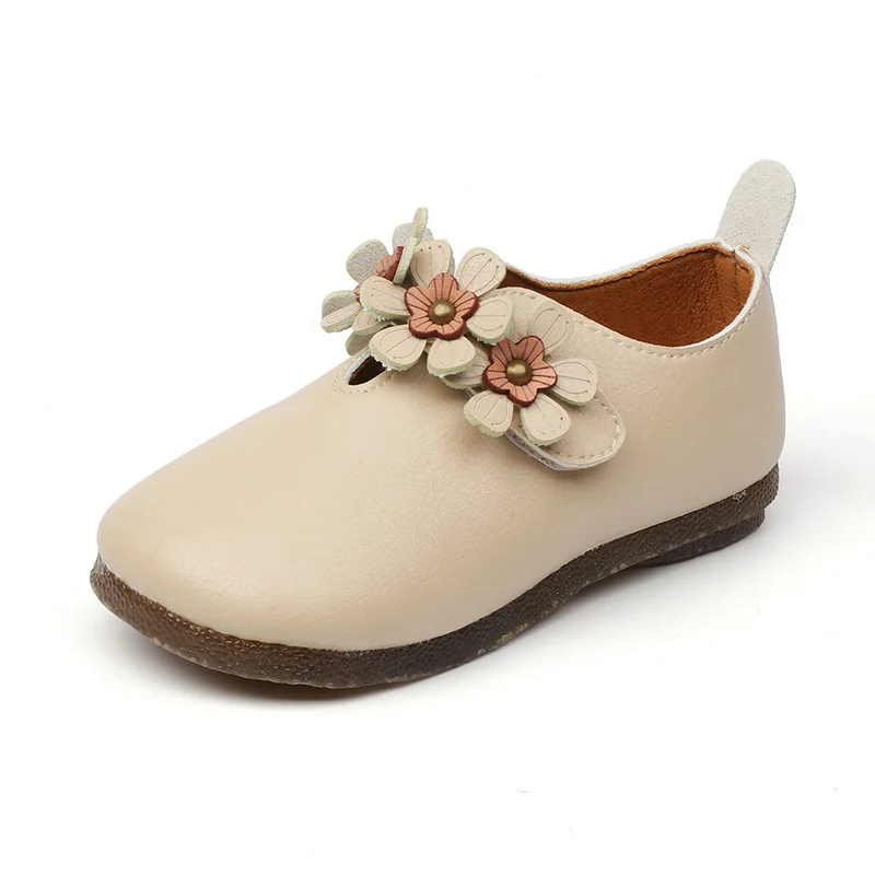 

JGSHOWKITO Soft Floral Girls Shoes Tide Princess Toddler Little Girl Kids Shoes Leather With Flowers Spring Autumn Flats 21-30