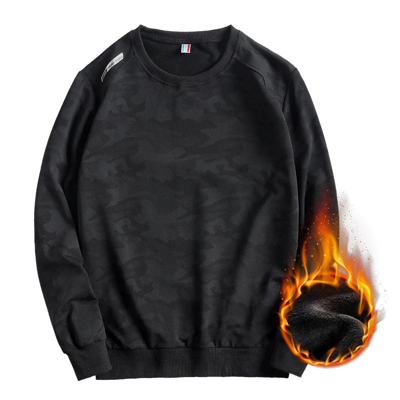

black Plus size 7xl 8xl men casual fleece warm Hoodies loose camouflage large size fat guy o-neck long-sleeve male sweatshirt