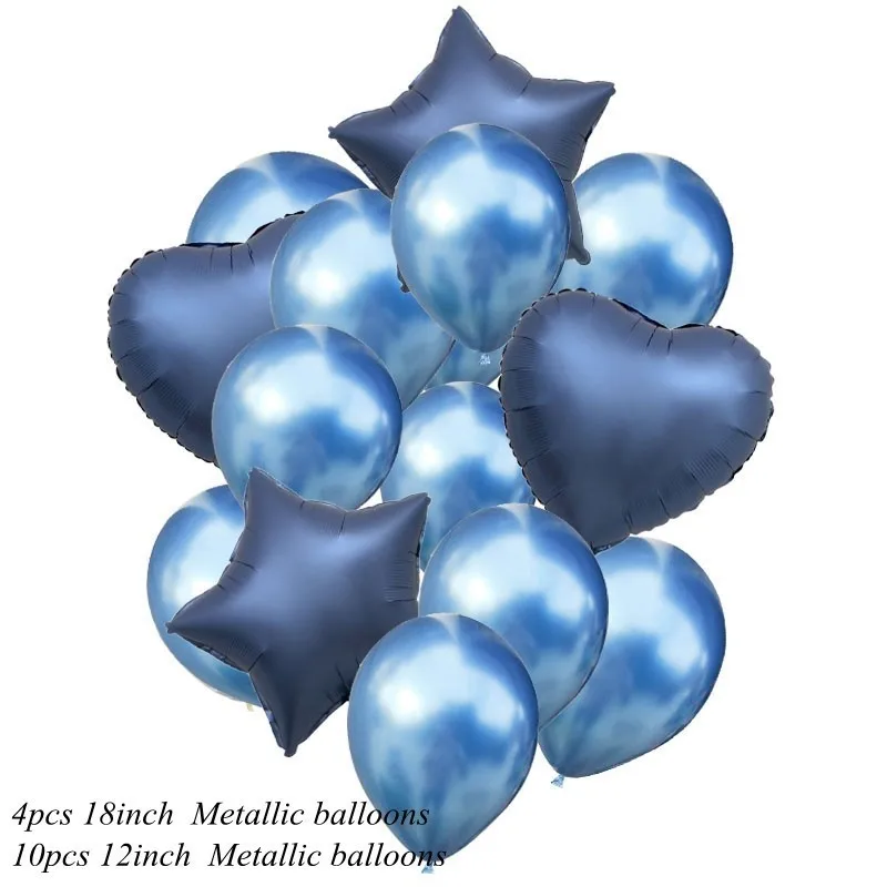 14 шт. 12/18 дюймов металлический цветной конфетти воздушные шары с днем рождения Воздушные гелиевые шары декорация, свадьбы, праздника, вечерние поставки - Цвет: blue