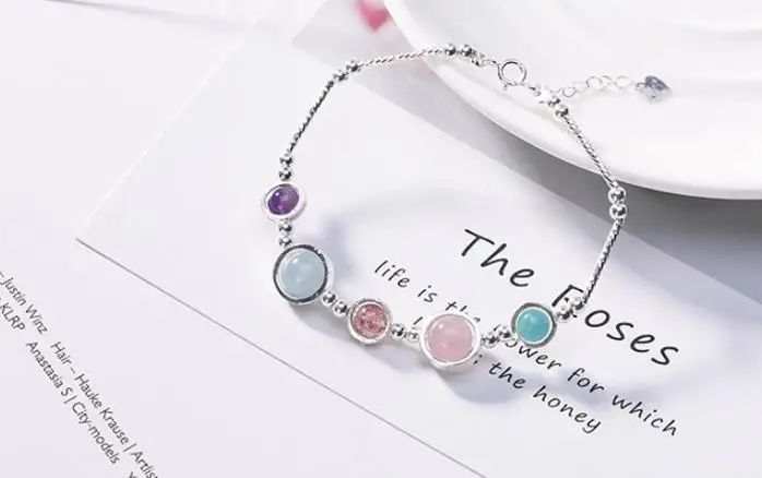 

JOOCHEER Sterling S925 925 silver Bracelet Bangle natural stone trendy 16CM