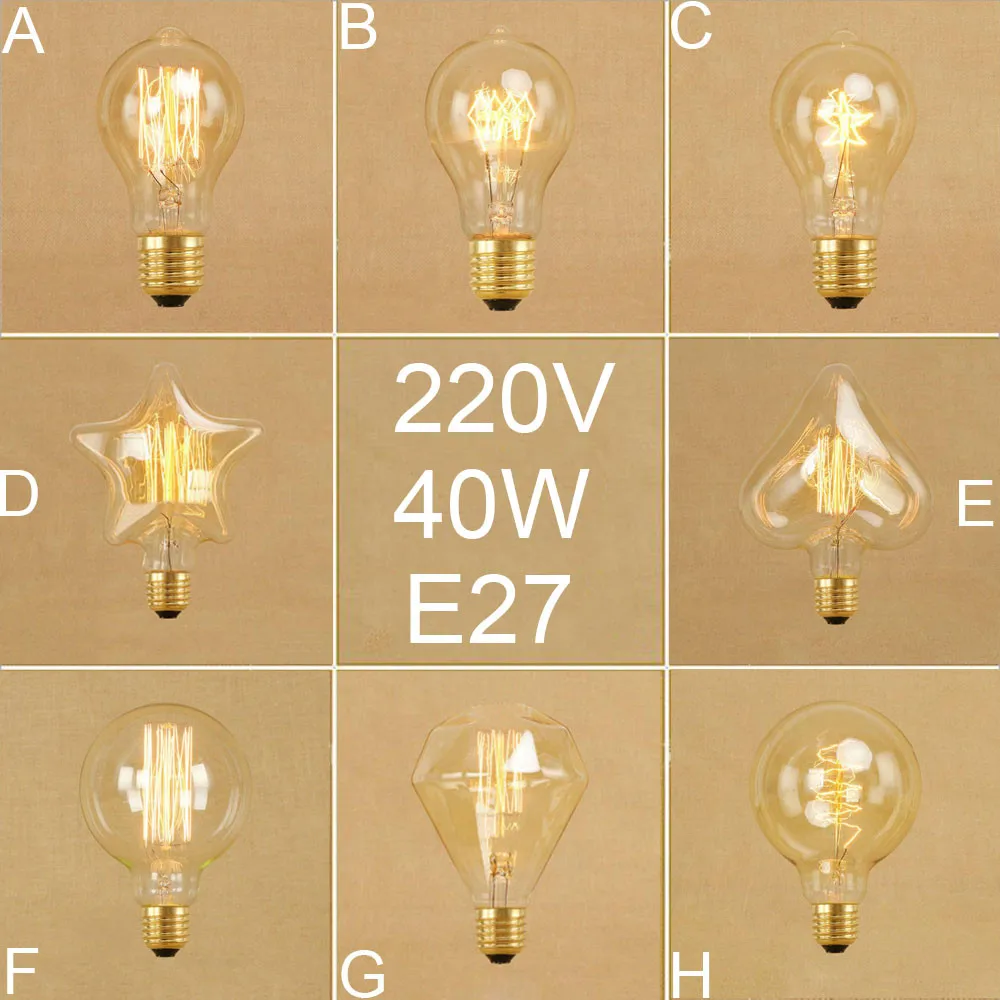 Vintage-Edison-Bulbs-A19-G95-Diamond-Squirrel-Incandescent-Bulbs-Retro-Five-star-Heart-Spiral-40W-Filament