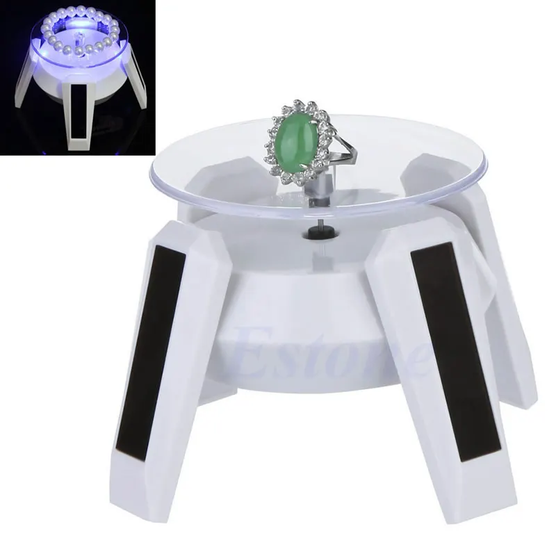 

JAVRICK Rotating Solar Powered Mobile Phone Watch Jewellery Display Stand + LED Light