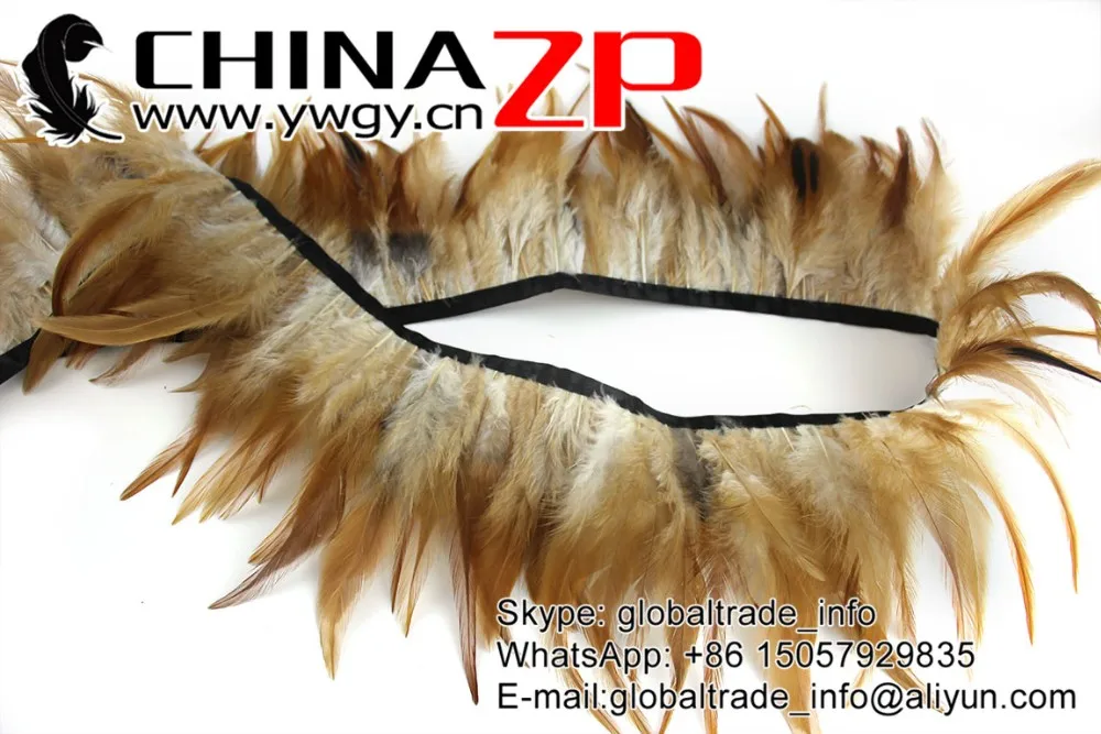 Rooster Saddle Feathers Trim Fringe-Light Brown and Natural (9)