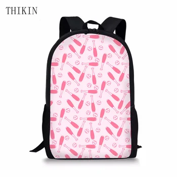 

THIKIN Children School Bags Girls Cute Baseball Bat Prints Backpack Kids Kindergarten Schoolbag Ployester Back Pack Teen Girl